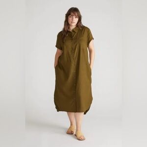 Universal Standard Dune Linen Shirtdress in Budding Stem (size 2XS, 6-8)